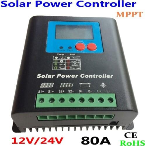 Mppt 80A 90A 100A 12V/24V Auto-work Solar Charge Controller, 12V 24V Solar Battery Controller 80A Home use