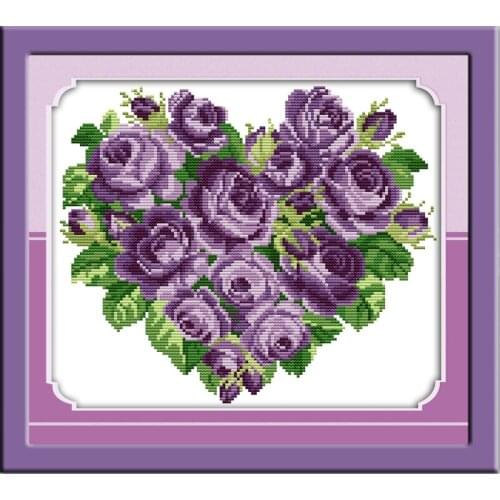 Rose heart cross stitch kit flower loverscounted stamped fabric 14ct 11ct hand embroidery DIY handmade needlework supplies bag