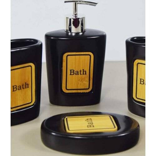 Set of 4 2bathrooms | Porcelain | Soap Dish | Liquid Soap Dispenser | Toothbrush Holder | Tooth Paste: | Made in Turkey