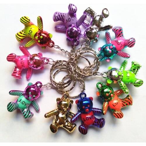 New 3D Bear Design Key Chain Silver Gold Katon Bear Key Ring Mini Pendant Bag Charming Car Holder Personality Gifts