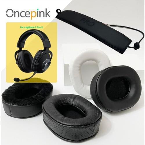 Oncepink Replacement EarPads Headband For Logitech G Pro X Headphone Ear Cushion Repair Parts Earphones Accessories