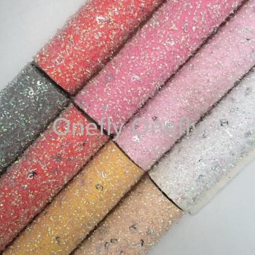Onefly Wholesales Dropshipping Leather Supplier Pipe Glitter Faux Vinyl Leather Fabric Numbers Glitter Sheet For Bow DIY GM4026B