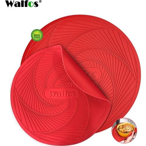 Walfos Heat Resistant Kitchen Silicone Trivet pot Holder Mat for Microwave Mats pot pan cooking Insulation Table Placemat