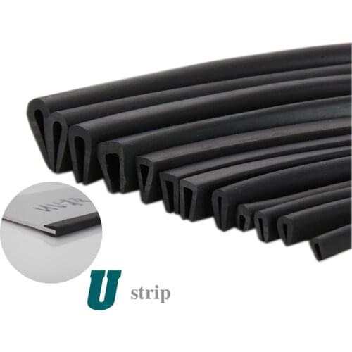 Rubber U Strip Edge Shield Encloser Bound Glass Metal Wood Panel Board Sheet for Cabinet Vehicle Thick 0.5mm - 10mm Black