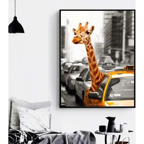New York Giraffe Taxi London Vintage Wall Art Canvas Painting Landscape Nordic Posters And Prints Wall Pictures For Living Room