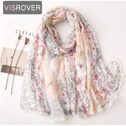 VISROVER 2021 foil floral printing viscose summer scarf hemming edge Fashion beach Wraps Spring Shawls Hijab gift wholesales