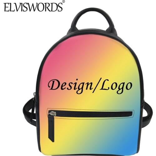 ELVISWORDS Womens Casual Mini PU Backpack 3D Custom Design Print Durable Leather Shoulder Bag Teen Girls Stylish Travel Sack