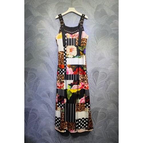 Real Picture Rose Floral Printed Diamonds Beading Women Dresses Lxuury Palace Style Strapless Summer Long Dress Lady Clothing