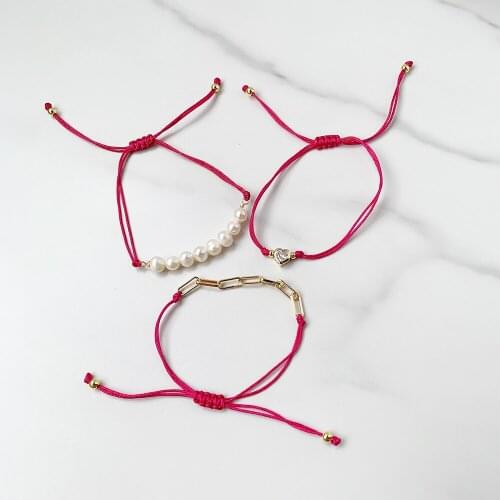 Gold Cheap Charm Heart Bracelet Popular Charm Red Rope Bracelet For Women