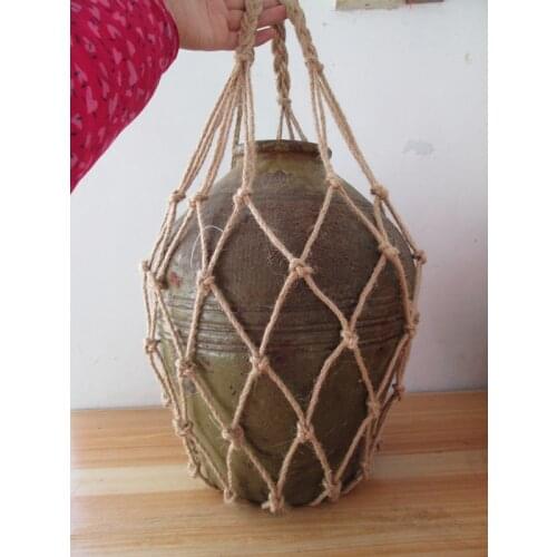 1pcs Large Natural hemp rope net bag Gardening net Handicraft woven bag rope net bag wine bottle net bag fruit vegetable net bag