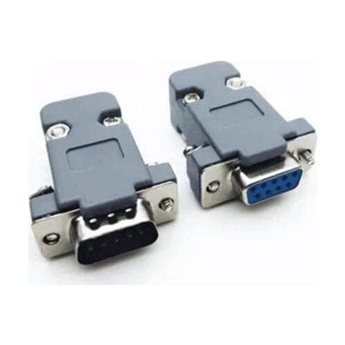 10Set RS232 serial port connector DB9 female socket Plug connector 9 Pin copper RS232 COM adapter with Plastic Case DIY