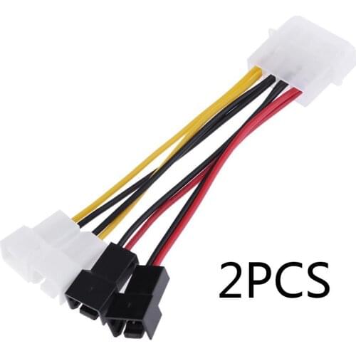 2pcs 4-Pin Molex to 3-Pin fan Power Cable Adapter Connector 12v*2 / 5v*2