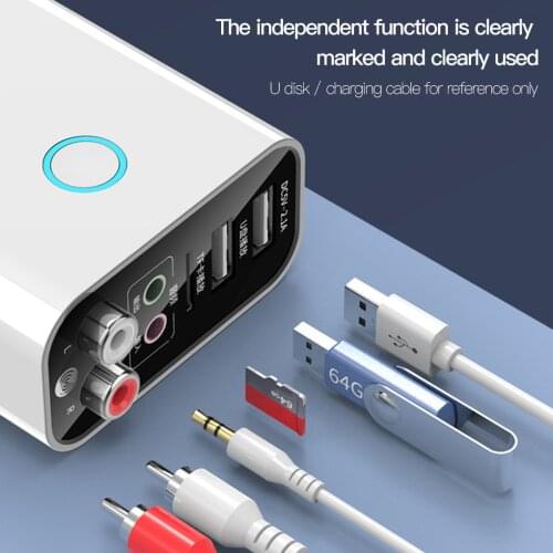 2 IN 1 Bluetooth 5.0 Receiver Transmitter 3.5mm RCA Wireless Audio Adapter U Disk/TF Play 5V 2.1A USB Charger