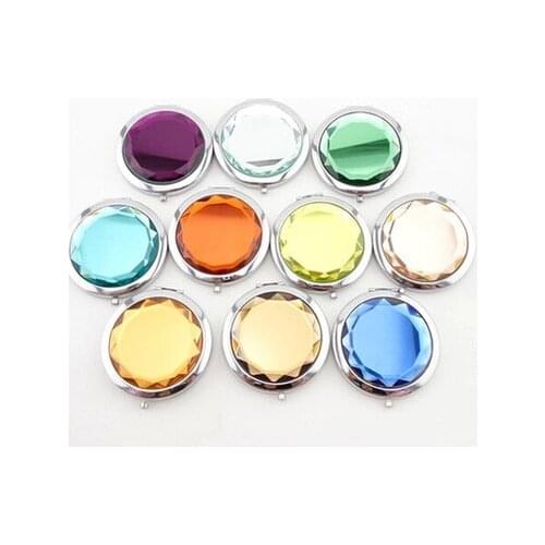 20pcs/lot 7cm folding makeup mirror compact mirror with crystal, metal pocket mirror for wedding gift cosmetic mirror DHL free