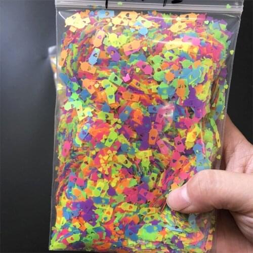 3MM-6MM 50Grams Fluorescence Nail Art Glitter Flakes 3D Neon Sequins Polish Manicure Sparkly Flakes Nail Art Glitter Flakes.muyi