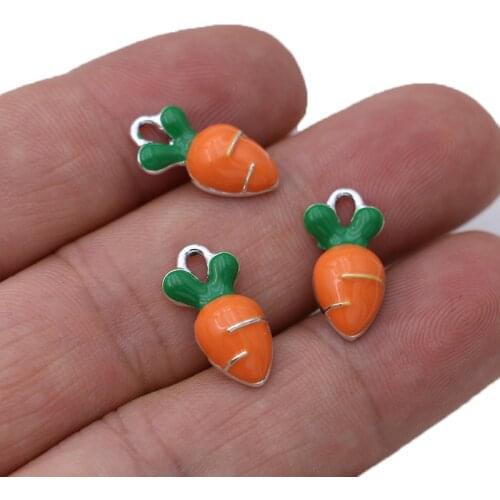10PCS Enamel Carrot Charm Pendant Jewelry Making Bracelet Necklace DIY Earrings Accessories Craft