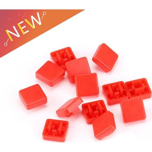 50pcs/lot Red rectangle Plastic Switch Caps For 12*12*7.3MM Micro SwitchTouch Button Lid Cover