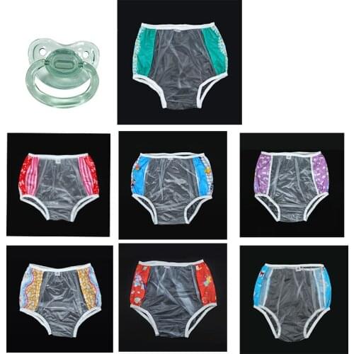 8pcs ABDL adult diaper 7pvc vreusable baby pant Give 1 pacifier diapers onesize plastic bottoms DDLG adult baby new underwear