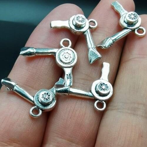 Antiquing 10pcs 20*27mm DIY alloy metal Hair drier charms dangle fashion hairdryer pendants for bracelet earrings jewelry making