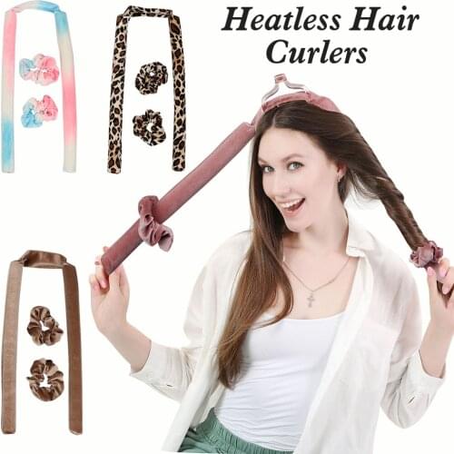 Heatless Hair Curlers Soft Hair Rollers No Heat Curls Headband with Hair Ties Overnight Hair Curling Rod for Long Hairs