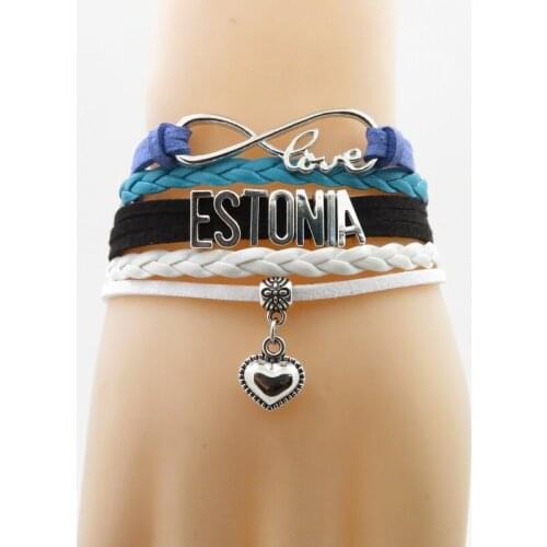 Infinity love estonia Bracelet heart Charm bracelet love estonia country flag bracelets & bangles for woman and man jewelry