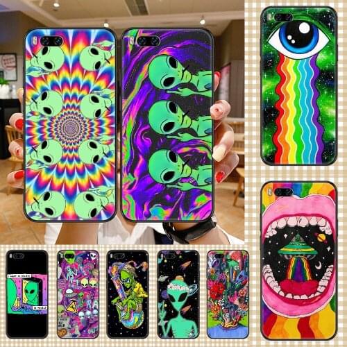 Cartoon Space Alien Phone case For Xiaomi Mi Max Note 3 A2 A3 8 9 9T 10 Lite Pro Ultra black soft hoesjes fashion cover painting