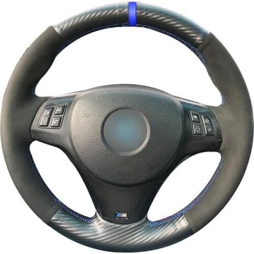 Black Suede Black Carbon fiber leather Hand Sew DIY Car Steering Wheel Cover for BMW M Sport M3 E90 E91 E92 E93 E87 E81 E82 E88