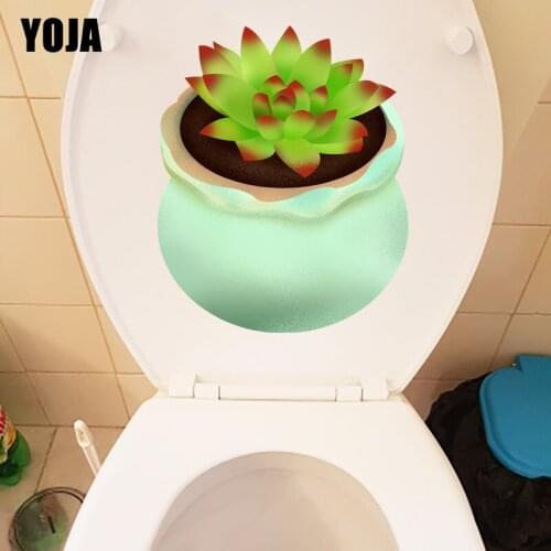 YOJA 18.5X22.6CM Fleshy Lovely Plant Home Wall Sticker Decal Creative Cartoon Toilet WC Decor T1-1477