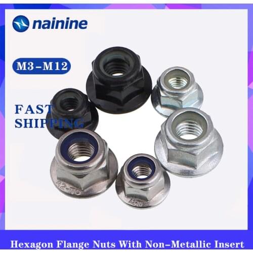 DIN6926 [M3 M4 M5 M6 M8 M10 M12] 304/316 Stainless Steel Hexagonal Flange Nut With A Non-slip Mat Nylon Locking Nut A043