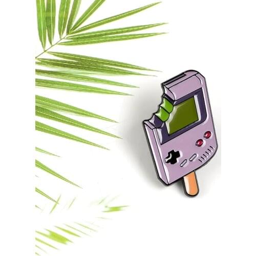 Purple button game console cool cream ice cream custom enamel brooch kids love summer cool badge denim lapel pin jewelry gift