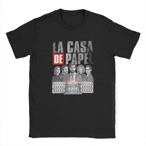 Bella Ciao T Shirts Mens La Casa De Papel Money Heist House Of Paper Unique Tee Shirt Crewneck Cotton Tops Plus Size T Shirt
