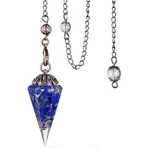 FYSL Copper Hexagon Pyramid Lapis Lazuli Pendant Tiger Eye Stone and Resin Orgone Energy Jewelry