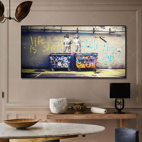 Life Is Short Modern Graffiti Street Art Canvas Painting Poster Print Wall Art Picture For Living Room Home Decor Frameless