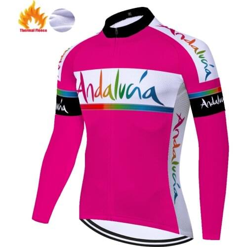Team andalucia jersey bicycle long sleeve Winter Thermal Fleece Bike Clothing Bicycle cycling jersey men mallots ciclismo hombre