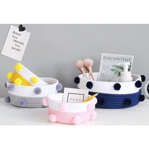 Ins Hair Ball Storage Basket Party Organizer Cotton Rope Nordic Desktop Accessories Organization Woven Basket Wedding Decoration
