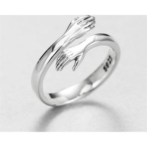Creative Love Hug Silver Color Ring Fashion Lady Open Ring Jewelry Gifts for Lovers