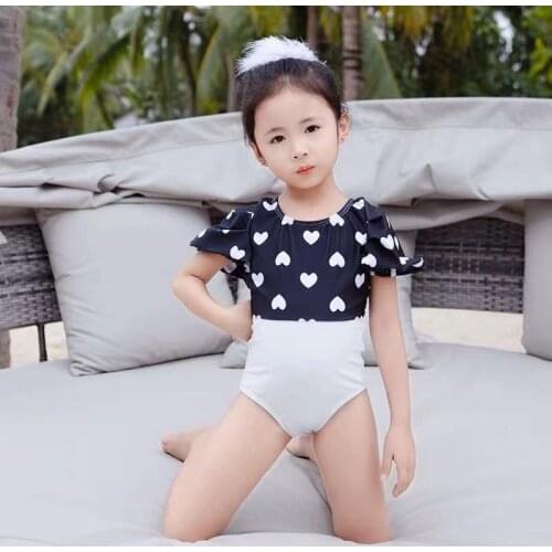New Children Girls Puff Sleeve Swimsuit Cute Polka Dot Split Swimsuit for Girls Elastic Bikini Beach Wear Summer Baby Clothes