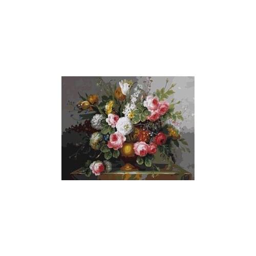 MaHuaf-X741 oil picture paint on canvas diy digital oil painting paint by numbers flowers hand drawing coloring by number