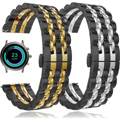 For Fossil Gen 4 5 Carlyle HR Julianna HR Fossil Sport 43mm / Q Explorist HR Metal Wrist Strap Stainless Steel Watchband 22 Band