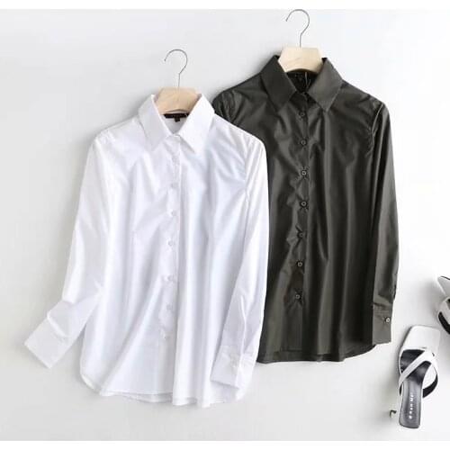 Dave&Di england style fashion simple solid pleated cotton long sleeve blouse women blusas mujer de moda 2020 causal shirt tops