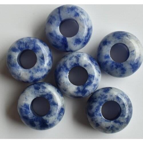 Fashion good quality Natural Sodalite stone round shape big hole beads for jewelry marking 30pcs/lot wholesale free