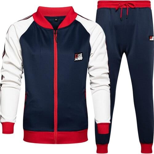 Men Casual Letter Tracksuit Set Jacket+Pants Streetwear 2 Piece Set Autumn Sporting Suit Coat SportSets Eur Size S-2XL;GA717