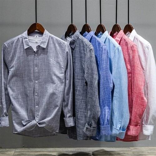 2021 Four Seasons New MenS Solid Color Shirt Business Casual Fashion Simple Long-Sleeved White Shirt Jacket Male Brand Tops