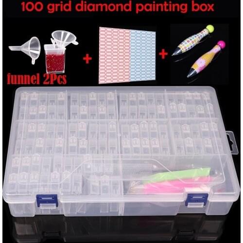 PDMDOG 100 jar Diamond Embroidery Box Diamond Painting Tool Jewelry Drill Plastic Storage Box Gift Accessory Mosaic Convenience