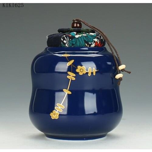 Blue Ceramic Sealed Storage Jar Portable Mini Tea Caddy Porcelain Dried Fruit Nut Storage Jar Tea Container Set Home Decoration