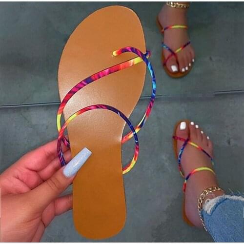 2020 New Flat Slides Women Summer Shoes Colorful Narrow Band Slip On Non Slip Casual Fashion Ladies Slippers Female