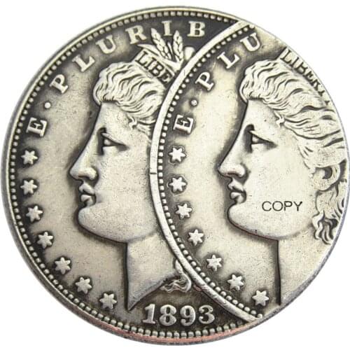US 1893S Morgan Dollar Two Faces Error Silver Plated Copy Coin