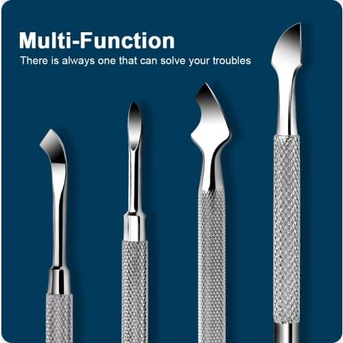 Steel Double-ended Cuticle Pusher Dead Skin Remover Manicure Ceaner Care Nails Art Tool All for Manicure Set