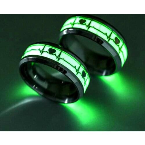 Luminous Ring Gold Silver Colour New Fashion Man Minimalist Ring Glowing Couple In The Dark Jewelry Gift To Friends