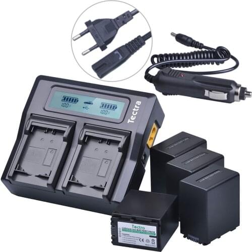 Tectra 4pcs NP-FV100 NP FV100 Camera Bateria + LCD Rapid Dual Charger for Sony DCR-DVD103 XR100 for Sony HDR-XR550/E HDR-XR350/E